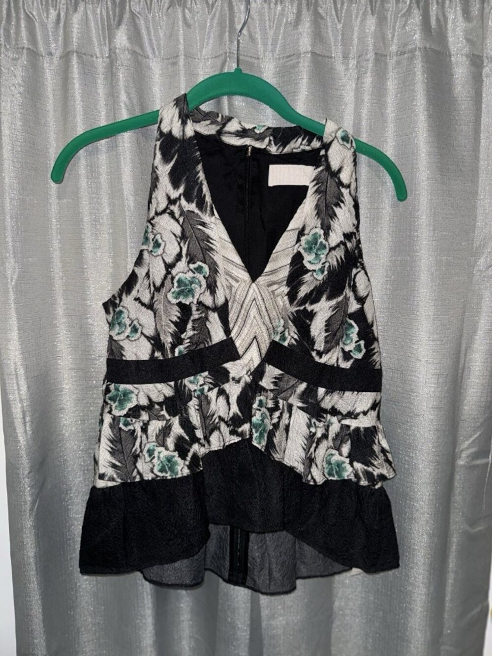 PETER PILOTTO Womens Black Green Graphic Geometric Sleeveless Tank Zip Size 10